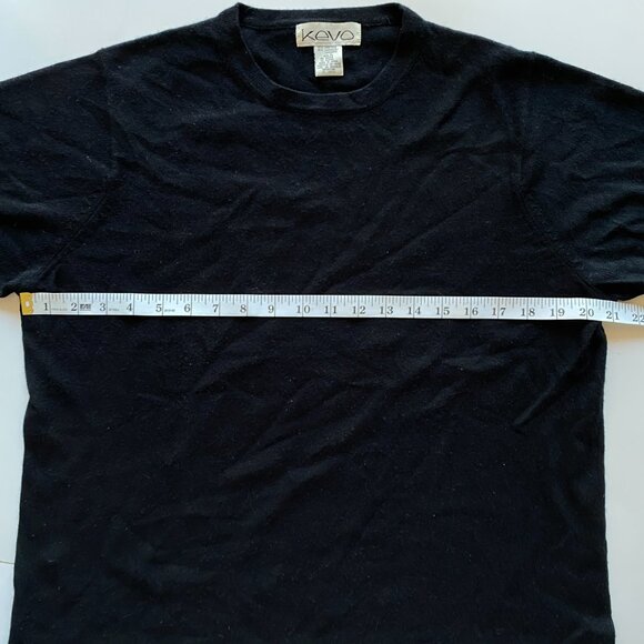 Kevo Silk Cashmere Short Sleeve Black Knit T-Shirt Size XL Crew Neck - Picture 3 of 6